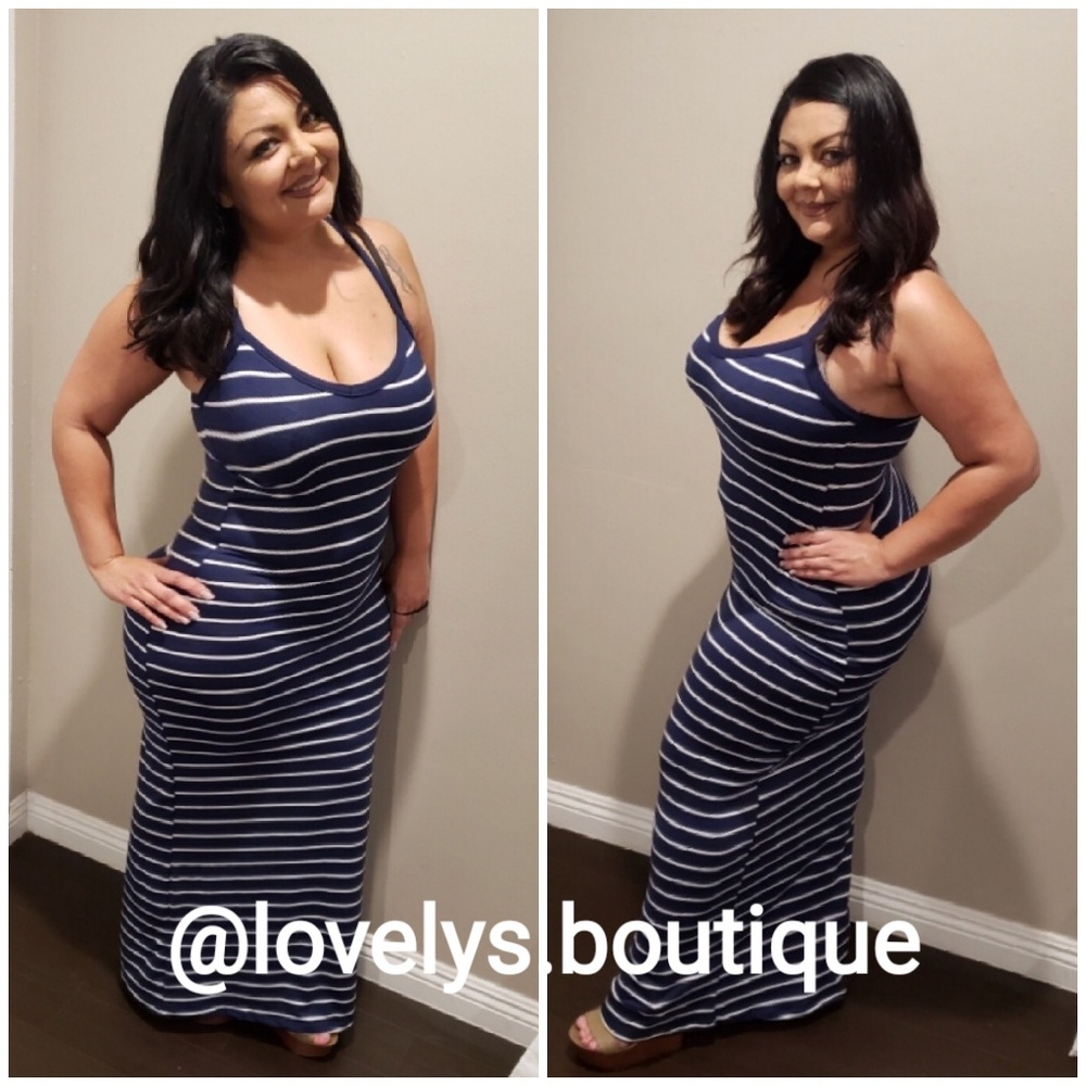 SALE $10 Stripped Blue Maxi Dress